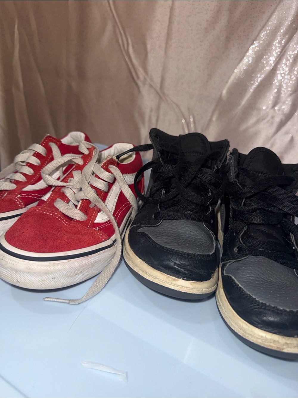 Kids Sneaker Bundle: Jordan 1 Mid (Black/Grey) & Vans Old Skool (Red)
 Size 13